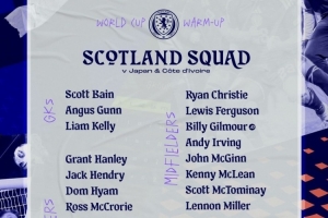 将战日本队，苏格兰队最新一期名单：罗伯逊、小麦、吉尔莫领衔