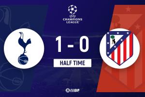 半场-热刺1-0马竞 卢克曼进球被吹穆阿尼头槌破僵维卡里奥献神扑