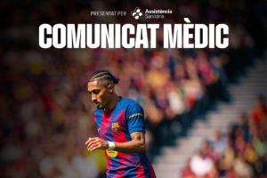 缺席多场关键战！官方：拉菲尼亚右大腿股二头肌受伤 预计缺阵5周