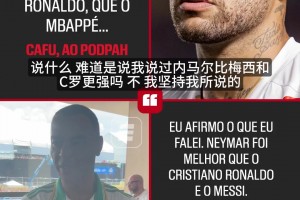 内马尔比梅西C罗更强？卡福再次重申己见：这是我的看法且我坚持